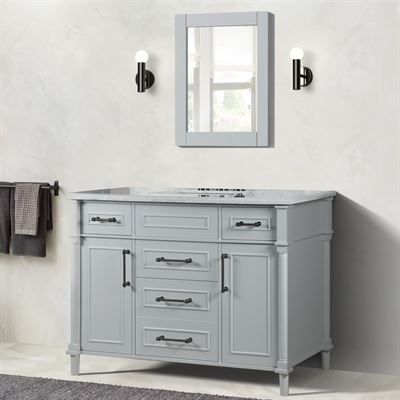 Napa Napa 48" SINGLE VANITY IN L/GRAY WITH WHITE CARRRA MARBLE TOP