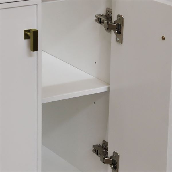 39 in Single Sink Vanity White Finish in Black Concrete Top and Gold Hardware