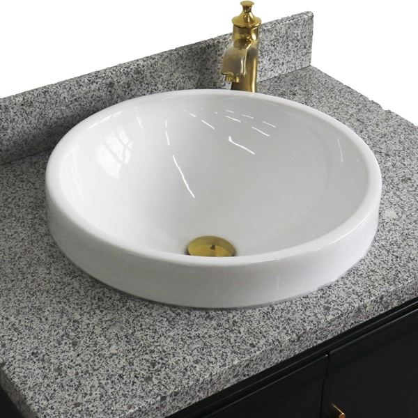31" Single vanity in Dark Gray finish with Gray granite and round sink