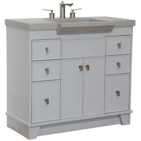 39 in Single Sink Vanity Light Gray Finish in Gray Concrete Top