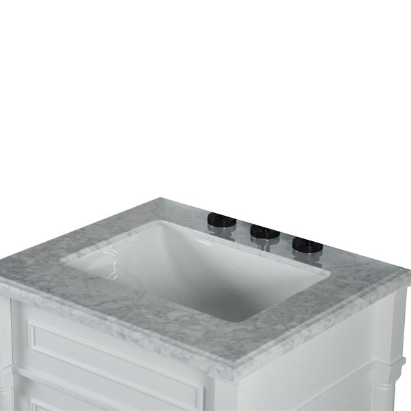 Napa 24 in. Single Vanity in Light Gray with White Carrara Marble Top with Black Hardware
