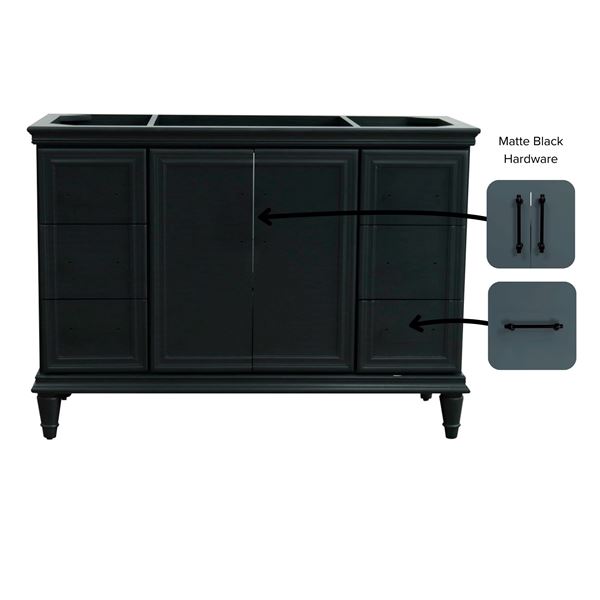 48 in. Single Vanity in Dark Gray- Cabinet Only- Black Handles