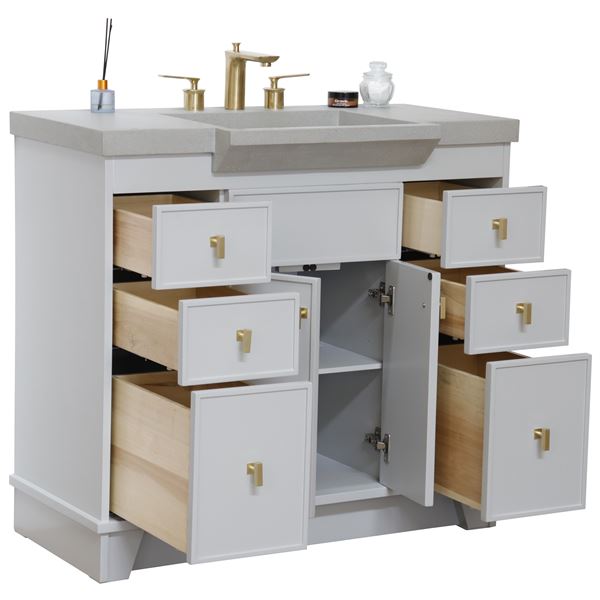 39 in Single Sink Vanity Light Gray Finish in Gray Concrete Top