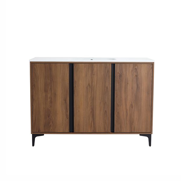 48 in. Single Vanity in Brown Walnut finish with Solid Surface Resin White Sink