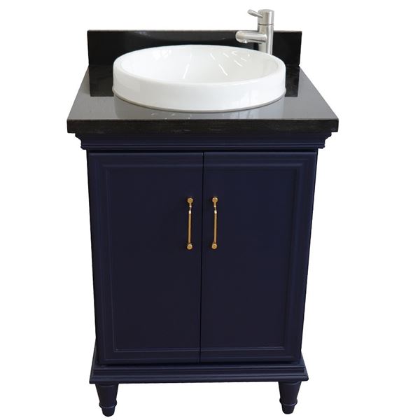 25" Single vanity in Blue finish with Black galaxy and round sink