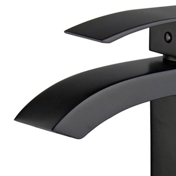 DISCONTINUED : Palma Single Handle Bathroom Vanity Faucet with Overflow in New Black