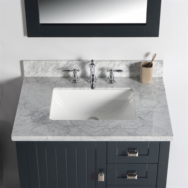31" Single vanity-dark gray-white marble top