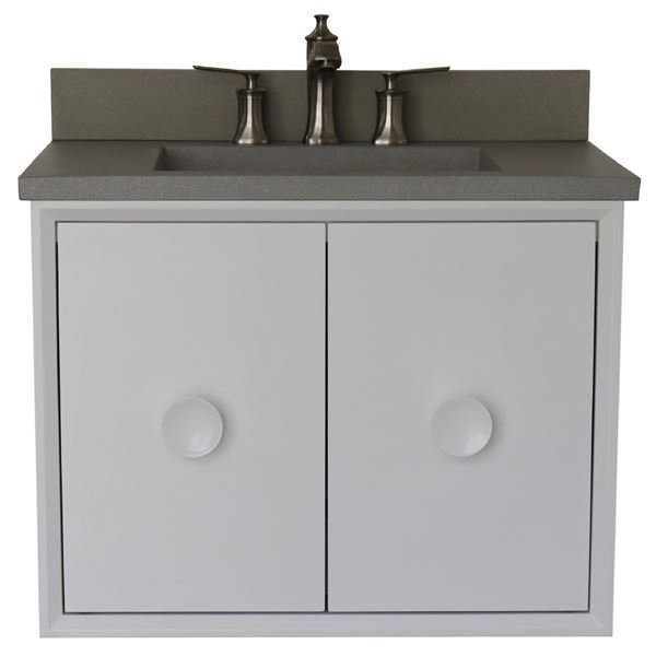 31 in. Single Vanity in White Finish with Gray Concrete Top and Rectangle Sink
