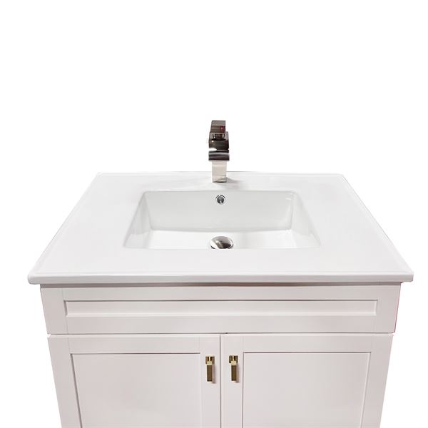 31 in. Single Sink Foldable Vanity Cabinet in White with White Ceramic Top