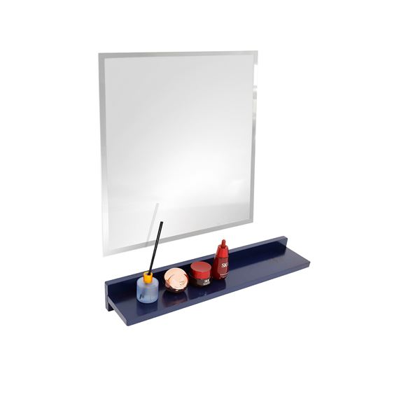 24" Blue Wireless Charging Shelf and Frameless Mirror Set