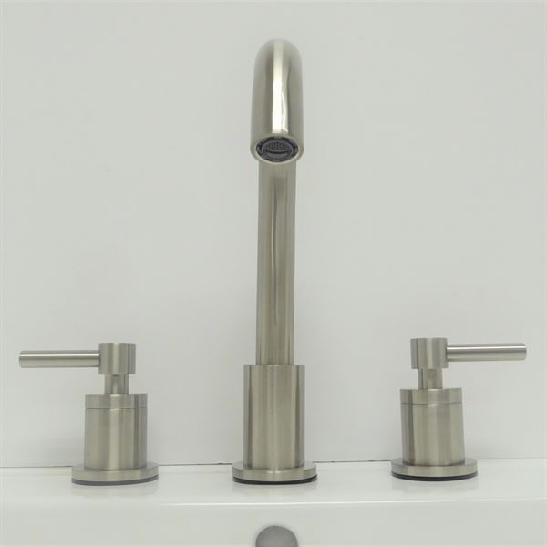 Faenza Double Handle Brushed Nickel Widespread Bathroom Faucet with Drain Assembly