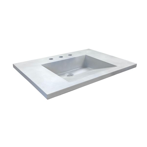 31 in. Single Concrete Ramp Sink Top with Slope, Light Gray