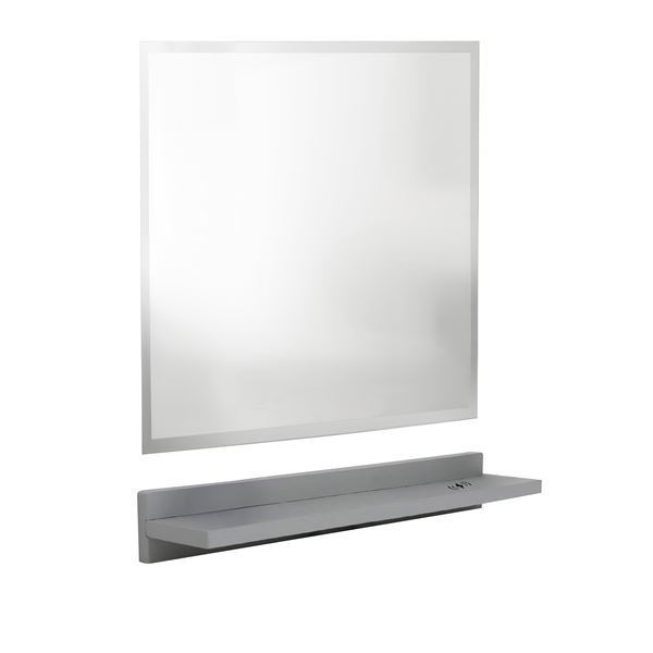 24" Light Gray Wireless Charging Shelf and Frameless Mirror Set