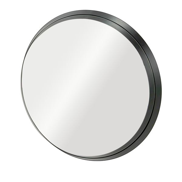 Round Metal Frame Mirror in Brushed Graphite