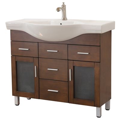39.8 in Single Sink Vanity-Wood-Walnut-4 Drawers