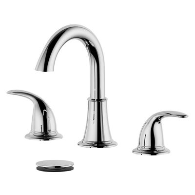 Karmel Double Handle Polished Chrome Widespread Bathroom Faucet with Drain Assembly with Overflow