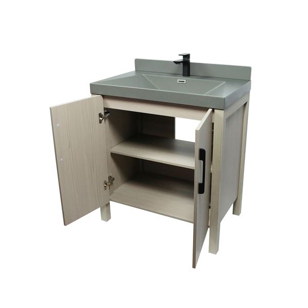 31.5" Single Sink Vanity In Light Gray with Gray Composite Granite Top