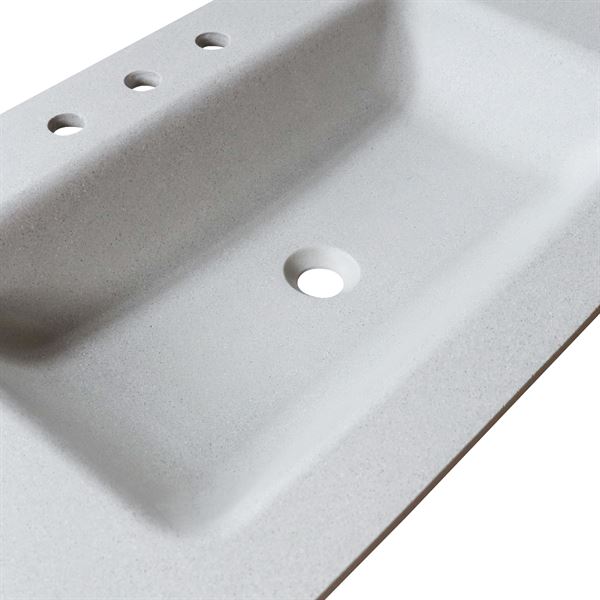 49 in. Single Light Gray Concrete Top with Right Side Rectangle Sink