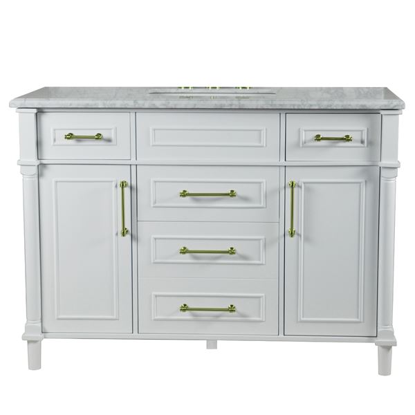 Napa 48" SINGLE VANITY IN WHITE WITH WHITE CARRRA MARBLE TOP