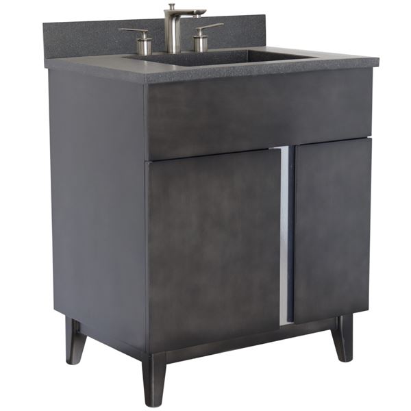 31 in. Single Vanity in Silvery Brown Finish with Black Concrete Top and Rectangle Sink