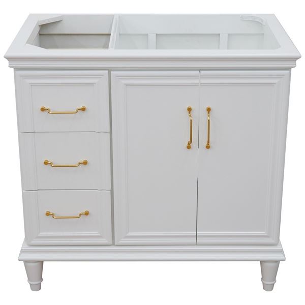 36" Single vanity in White finish- right door- cabinet only