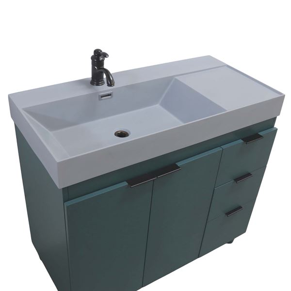 39 in. Single Sink Vanity in Hunter Green with Dark Gray Composite Granite Top