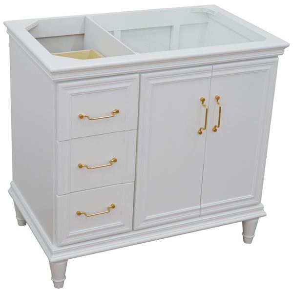 36" Single vanity in White finish- right door- cabinet only