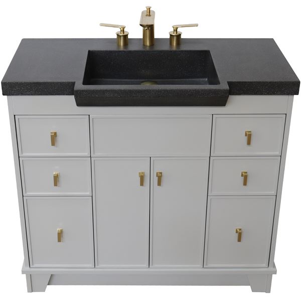 39 in Single Sink Vanity Light Gray Finish in Black Concrete Top