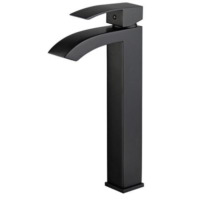 DISCONTINUED : Palma Single Handle Bathroom Vanity Faucet with Overflow in New Black