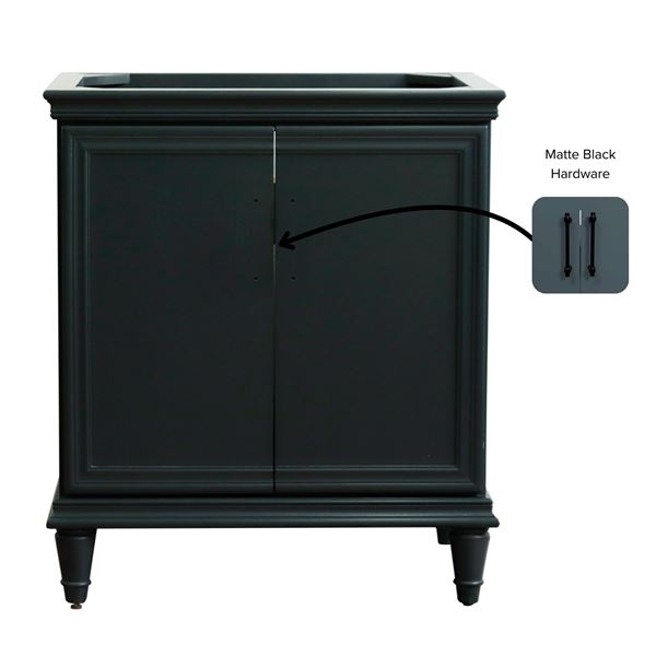 30 in. Single Vanity in Dark Gray Finish- Cabinet Only- Black Handles