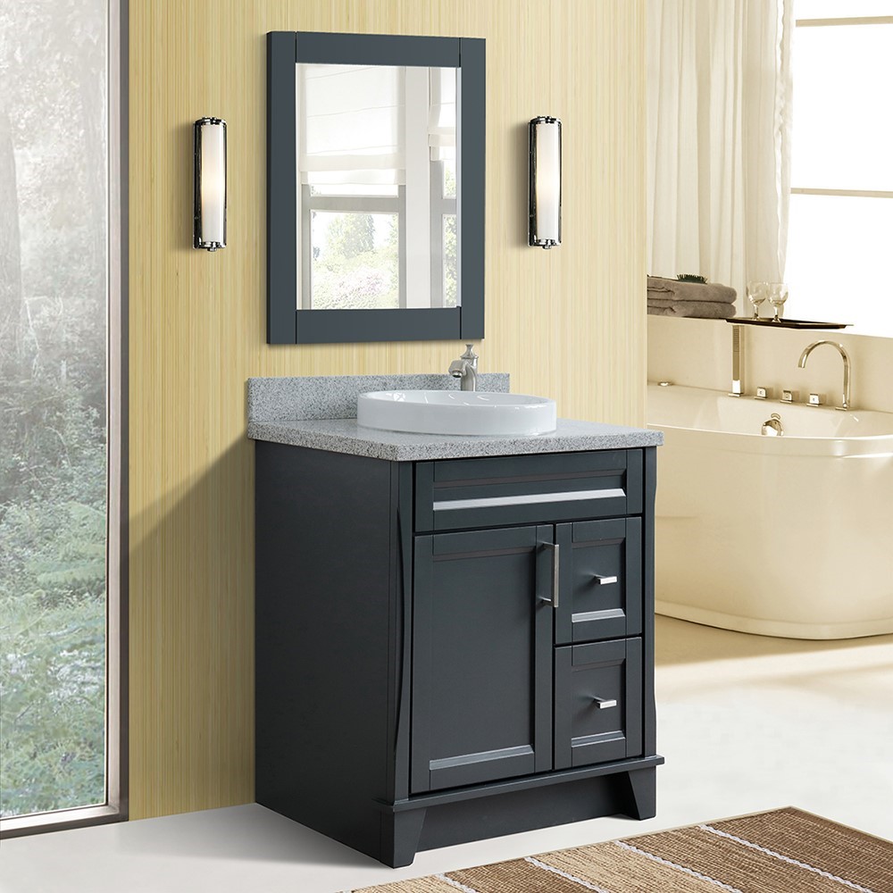 Bellaterra Homecom Bathroom Vanities Vanities 31 Single Sink Vanity In Dark Gray Finish With Gray Granite With Round Sink
