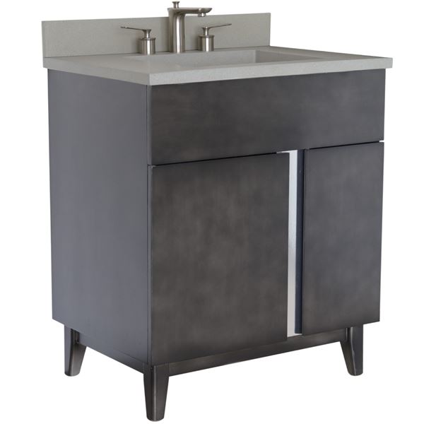 31 in. Single Vanity in Silvery Brown Finish with Gray Concrete Top and Rectangle Sink