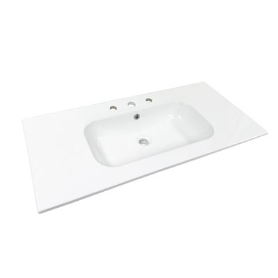 40 in. Single Ceramic Sink Top with 3-hole Faucet Holes