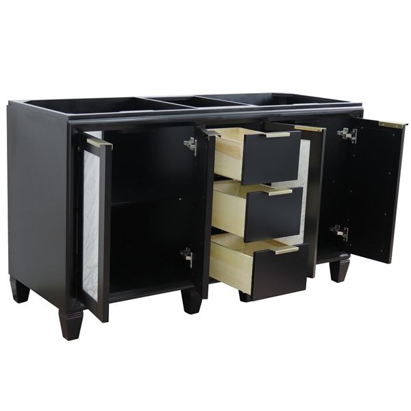 60" Double vanity in Black finish - cabinet only