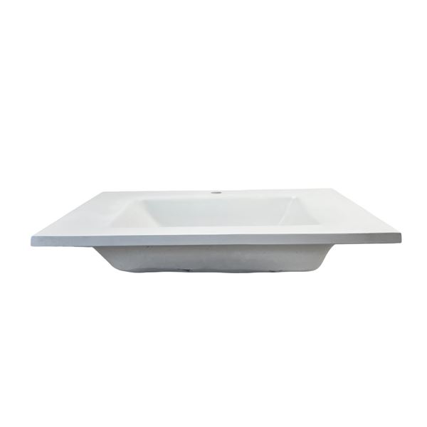 31 in. Single Concrete Ramp Sink Top with Rectangle Sink, White 
