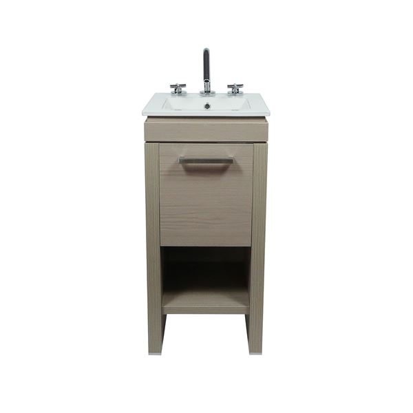 16" Single Sink Vanity In Light Gray With White Ceramic Sink