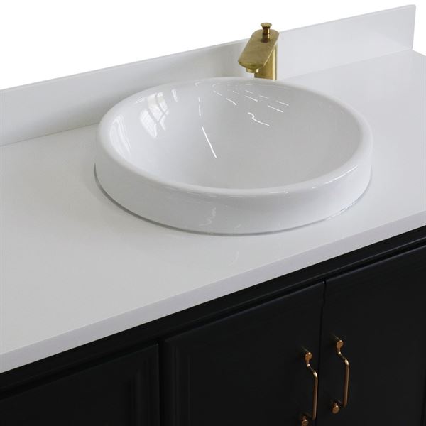 49" Single sink vanity in Dark Gray finish with White quartz and round sink