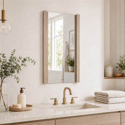 17.7-Inch Rectangular Framed Mirror In Neutural Finish