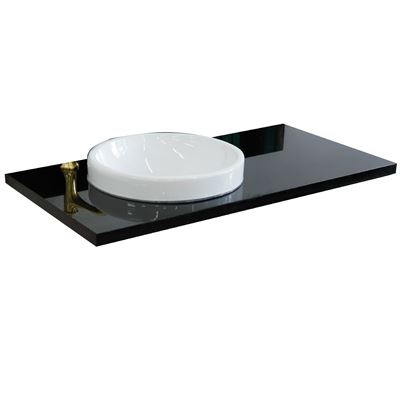 43" Black galaxy countertop and single round left sink