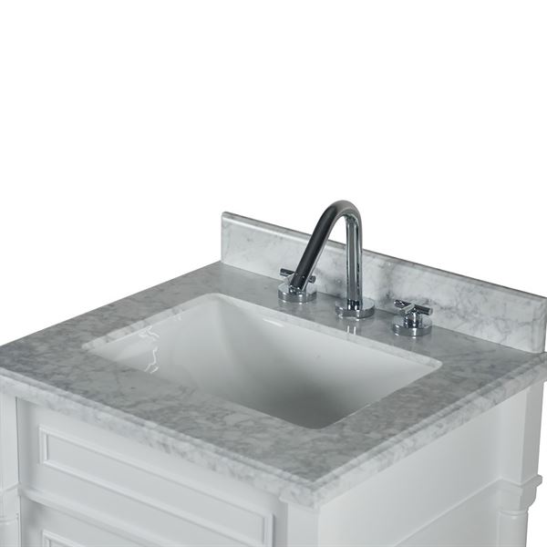 Napa 24 in. Single Vanity in White with White Carrara Marble Top with Brushed Nickel Hardware