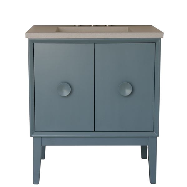 31 in. Single Vanity in Aqua Blue Finish with Gray Concrete Top and Rectangle Sink