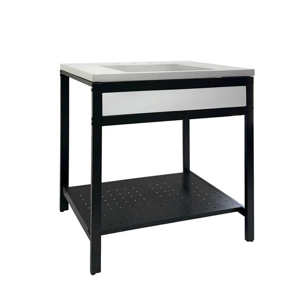 31 in. Single Sink Vanity- Black Metal Frame with Light Gray Concrete Ramp Sink Top