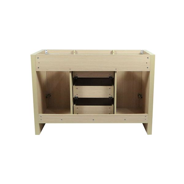 48" Double Sink Vanity In Neutral Finish with White Ceramic Top