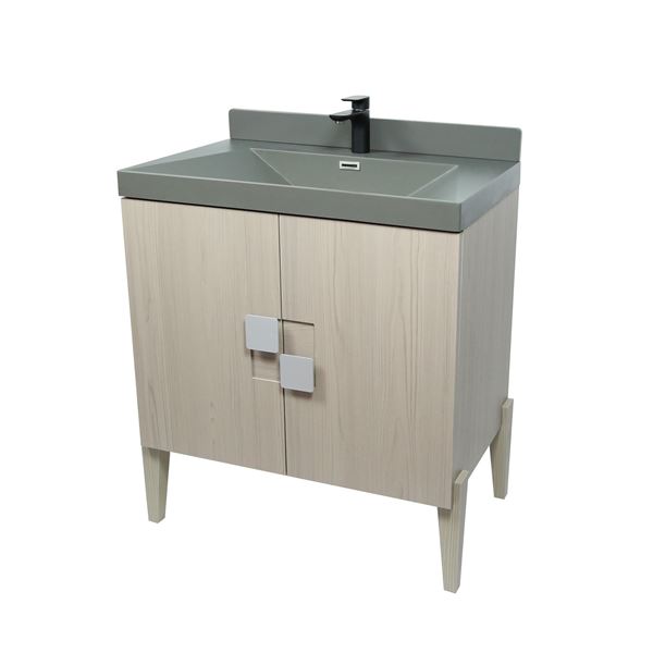 31.5" Single Sink Vanity In Light Gray with Gray Composite Granite Top