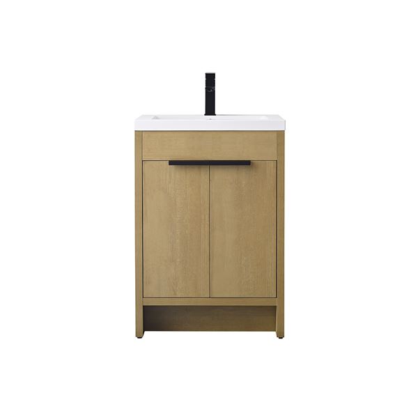 24 in. Single Vanity in Natural Oak finish with Solid Surface Resin White Sink