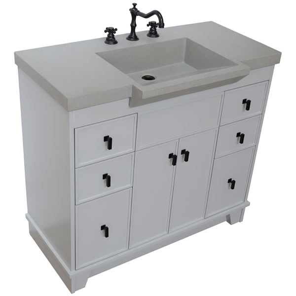 39 in Single Sink Vanity Light Gray Finish in Gray Concrete Top