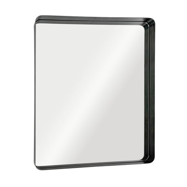 Rounded Rectangular Metal Frame Mirror in Brushed Graphite