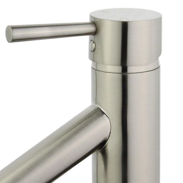 DISCONTINUED : Malaga Single Handle Bathroom Vanity Faucet in Brushed Nickel without Overflow