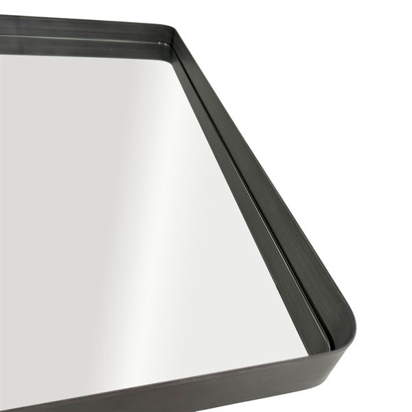 Rounded Rectangular Metal Frame Mirror in Brushed Graphite