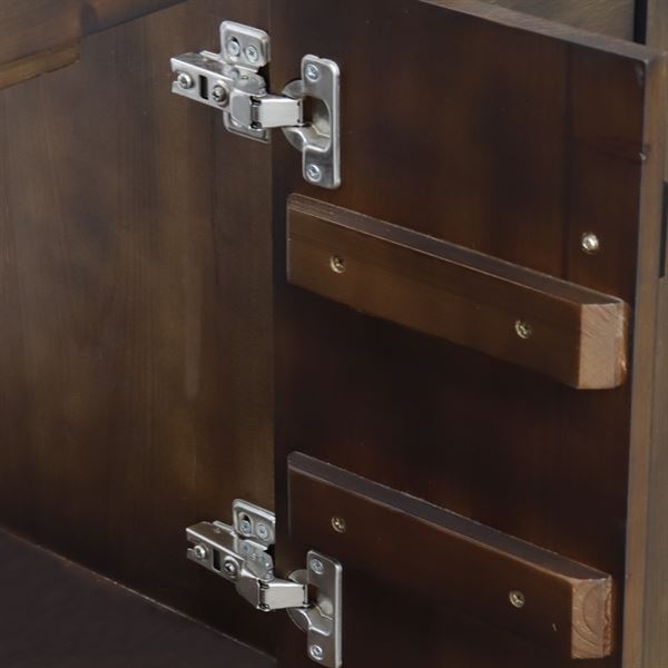 39 in Single Sink Vanity Rustic Wood Finish in Gray Concrete Top Gold Hardware